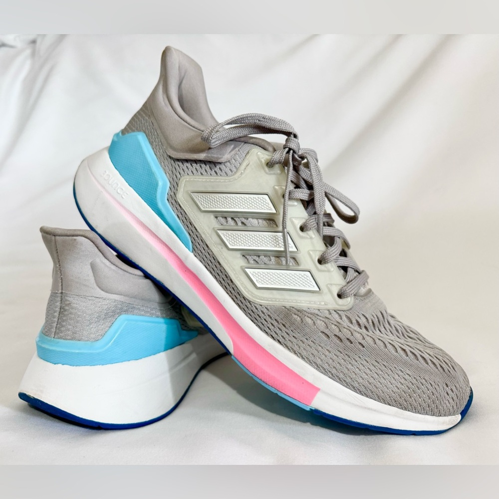 ADIDAS EQ21 Run Running Shoe Performance Gray Pink Blue White Women’s Size 9.5